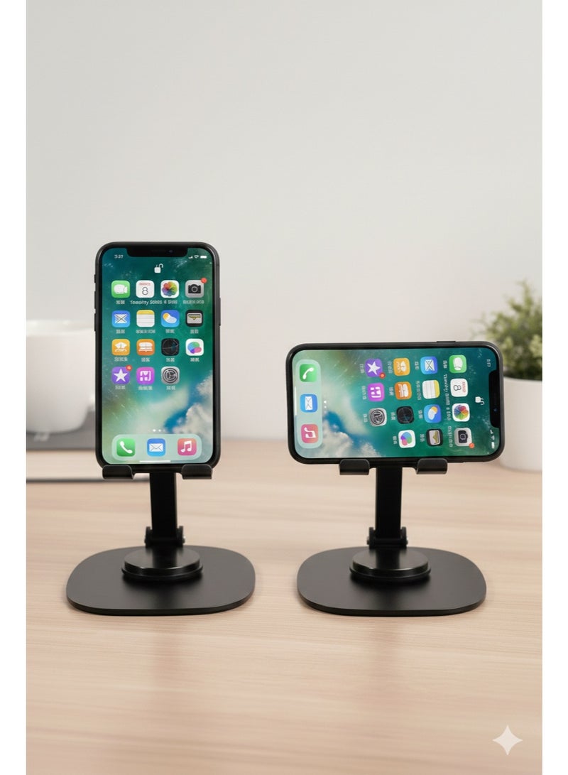 أكاليكس حامل هاتف محمول من الفولاذ الكربوني، حامل هاتف محمول متعدد الوظائف قابل للتعديل بزاوية 360 درجة، حامل هاتف قابل للطي، ثابت ومضاد للانزلاق (أسود) - Image 3